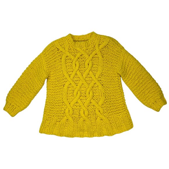 Loopy Mango Handmade Urban Fisherman Sweater S/M Sunshine Yellow Merino Wool - Picture 15 of 16